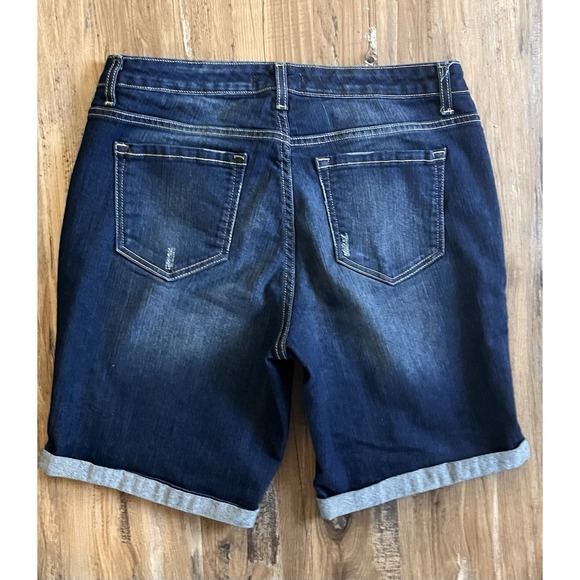 Vtg America Blues Women's Mid Rise Jean Boho Bermuda Dk Wash Shorts Size 10/30 - Picture 3 of 5